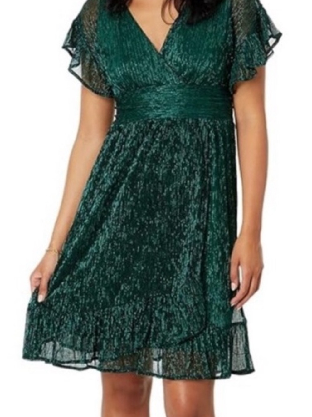 Lilly Pulitzer Emerald Green V-Neck Flutter Sleeve Midi Dress